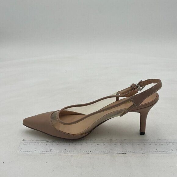 FSJ Women Trendy Pointed Toe Kitten Low Heel Slip on Pumps Slingback Office Shoe - Picture 3 of 8